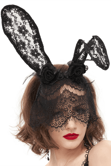 Lace Rabbit Ears Mask / Gothic Hair Accessory